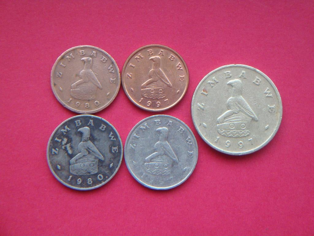 Zimbabwe setje munten 1 en 10 Cent en 2 Dollar 1980 / 1997., Postzegels en Munten, Munten | Afrika, Verzenden, Zimbabwe, Setje