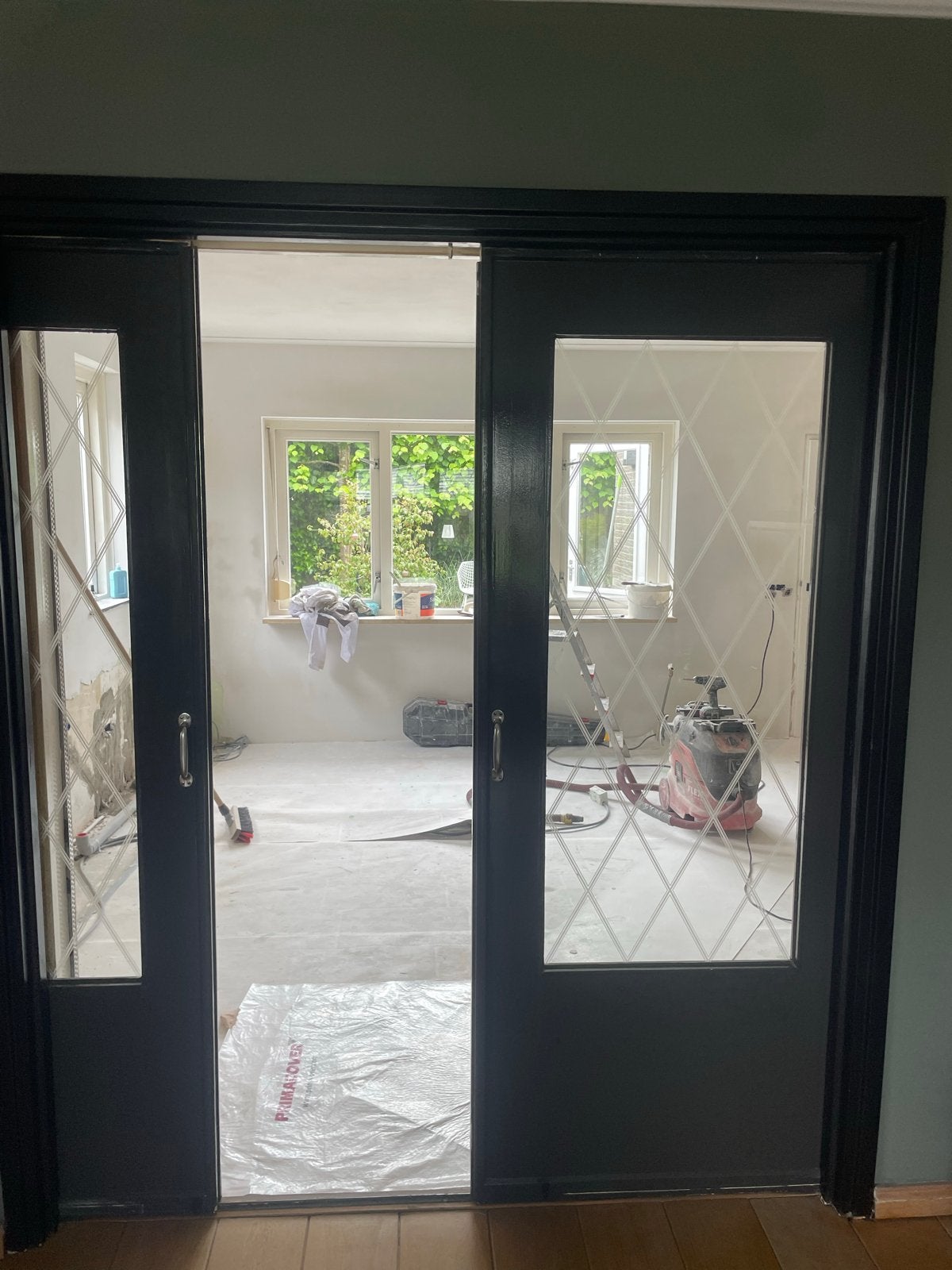 Stijlvolle ensuite deuren met ge etst glas, Doe-het-zelf en Verbouw, Ophalen, Gebruikt, 80 tot 100 cm, Binnendeur