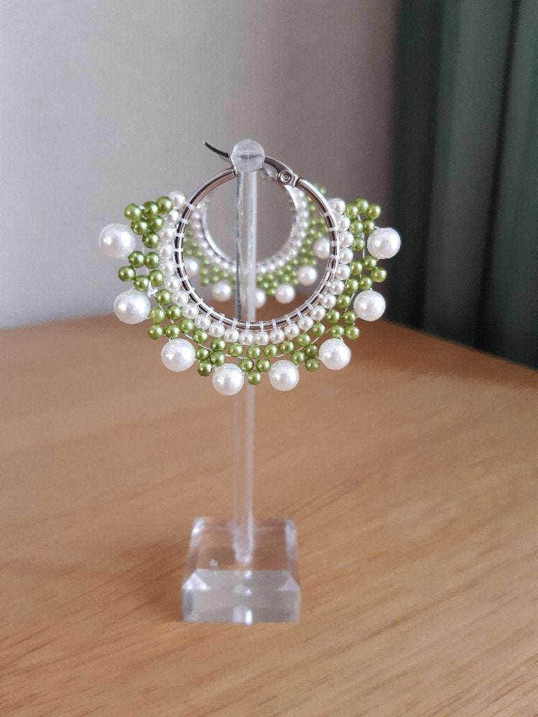 Parel oorbellen met Miyuki kralen., Sieraden, Tassen en Uiterlijk, Oorbellen, Hangers, Overige kleuren, Nieuw, Ophalen of Verzenden
