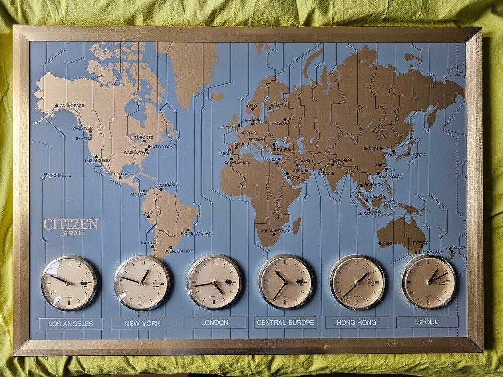 Citizen wereld klok / world clock, Sieraden, Tassen en Uiterlijk, Horloges | Heren, Ophalen, Citizen, Zo goed als nieuw, Overige materialen
