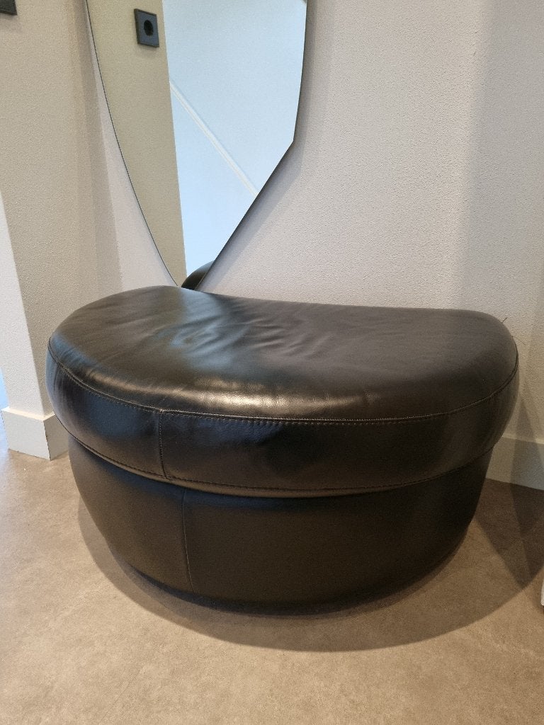 Ikea poef voetenbankje zwart kunstleer 90x60x40, Ophalen, Kunststof, 75 tot 100 cm, Zo goed als nieuw