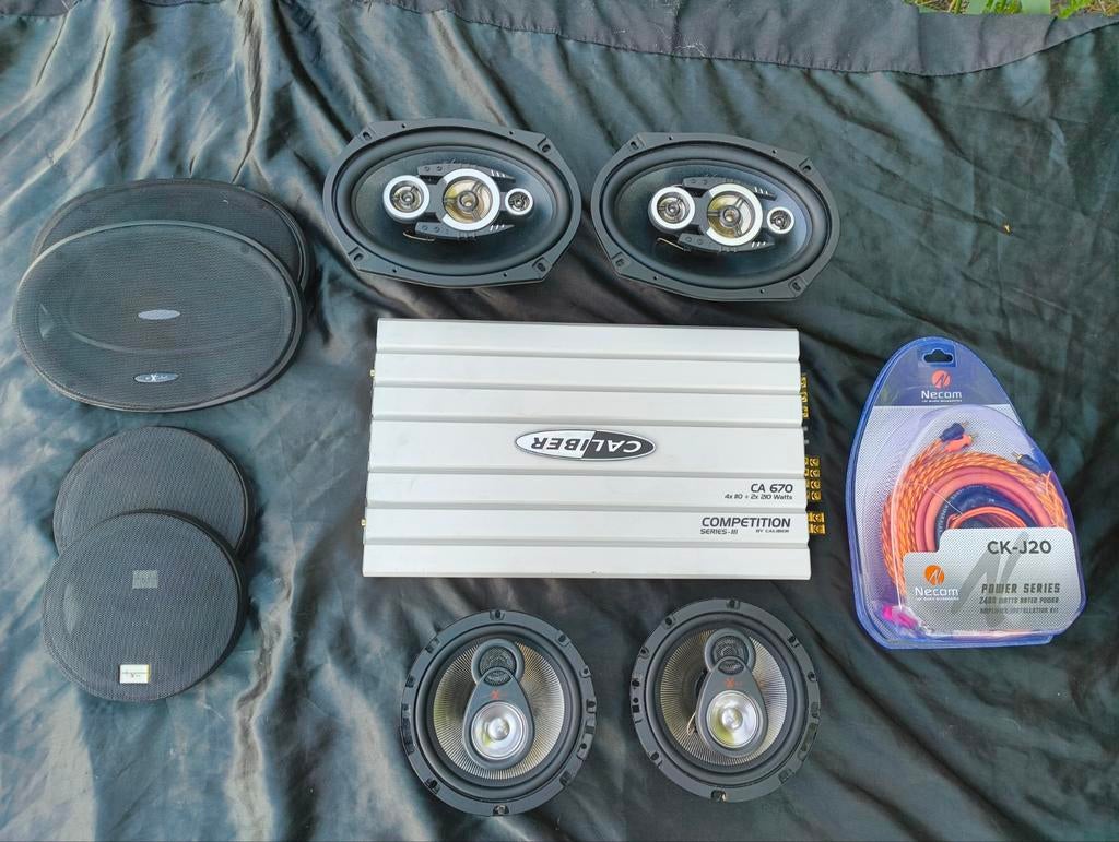 Complete Speakers Set: Caliber Amp, Excalibur 500W & 400W, Auto diversen, Ophalen, Gebruikt