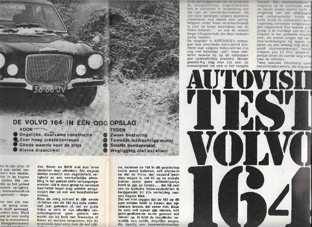 Roadtest VOLVO 164, Autovisie 1970., Volvo, Nieuw, Ophalen of Verzenden, Autovisie