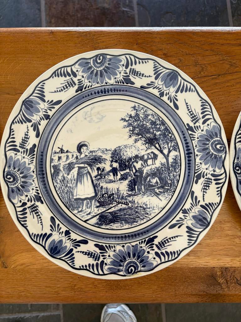 Set van 4 Delfts Blauwe Wandborden - Hollands Landschap, Ophalen