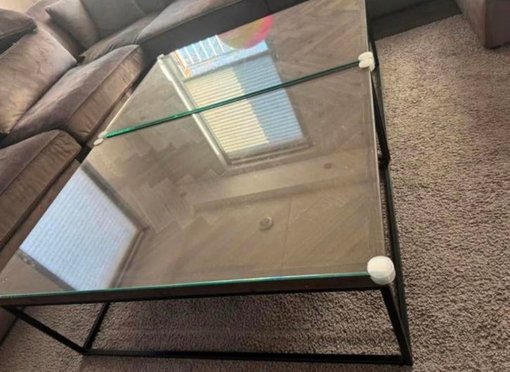 Visgraat salontafels met zwart onderstel, Huis en Inrichting, Tafels | Salontafels, Ophalen, Zo goed als nieuw, 50 tot 100 cm