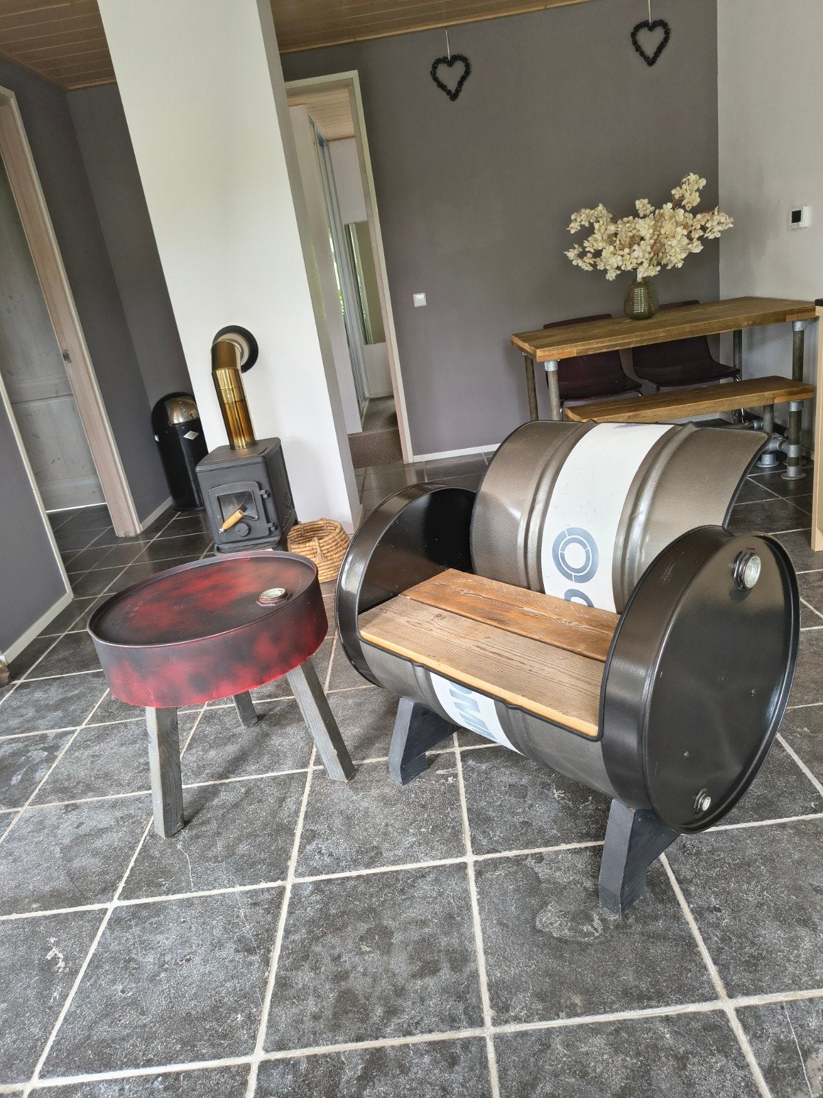 stoel en tafel van olievat, Ophalen, Overige vormen, Hout