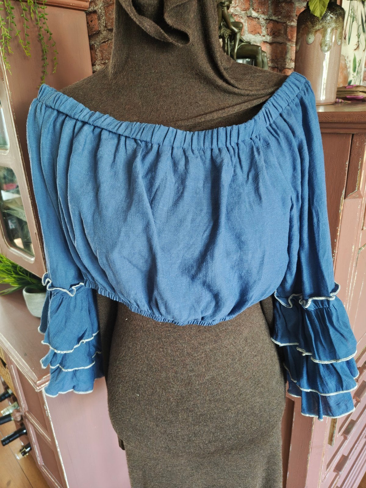 tuniek l xl Ibiza boho stijl blauw, Ophalen of Verzenden, Zo goed als nieuw, Maat 42/44 (L), Blauw