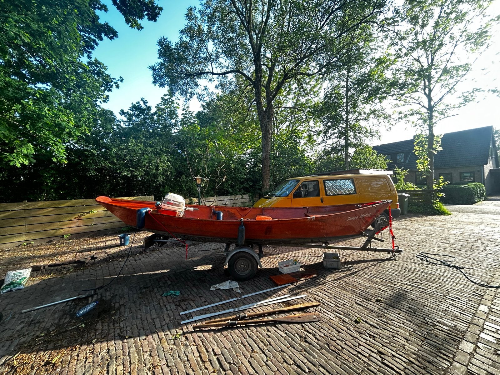 Nette houten sloep met trailer, Ophalen of Verzenden, Gebruikt