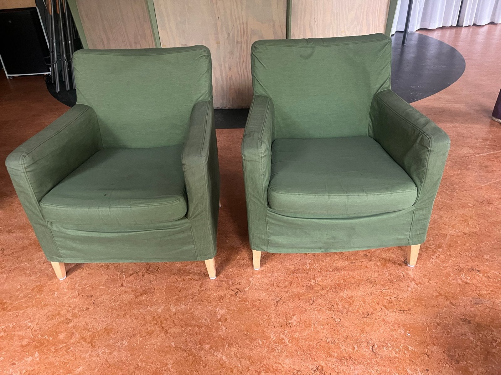 Twee IKEA Karlstad fauteuils - Gratis, Ophalen, Gebruikt, Minder dan 75 cm, Stof