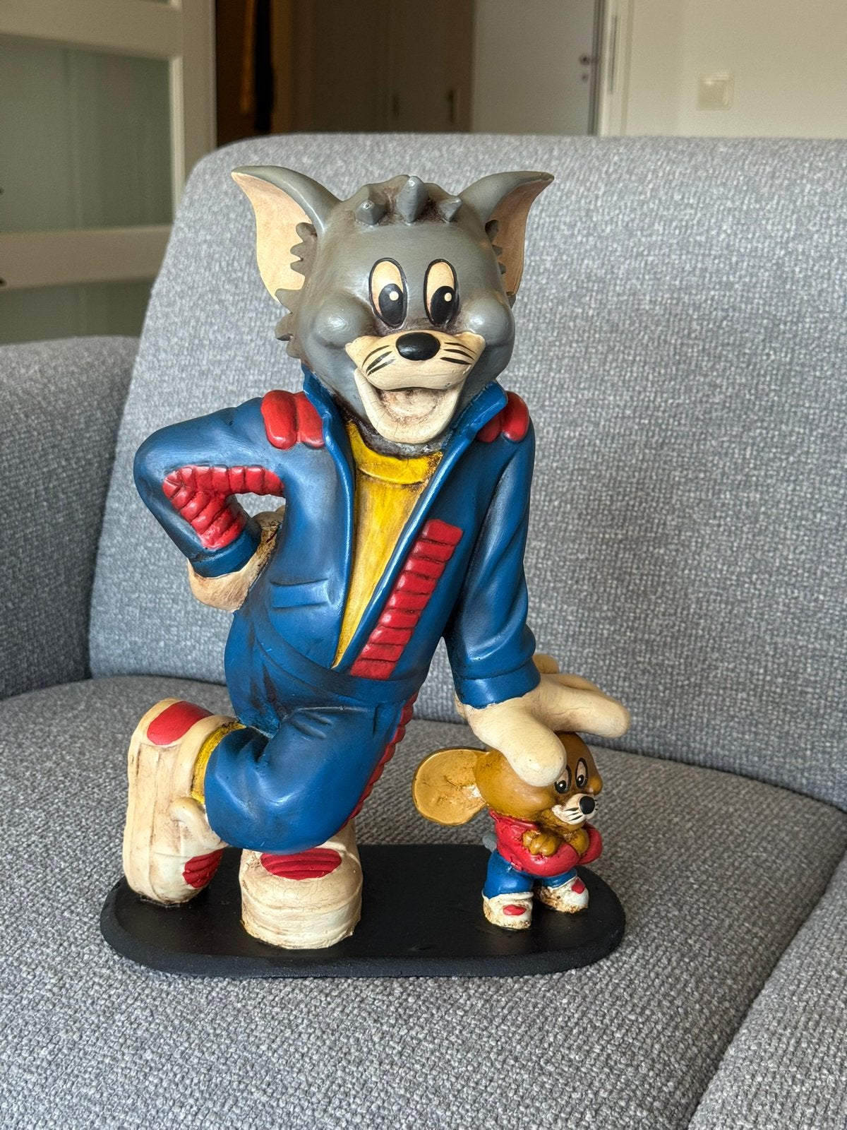 Vintage houten beeldje en Tom & Jerry beeld, Ophalen of Verzenden, Gebruikt