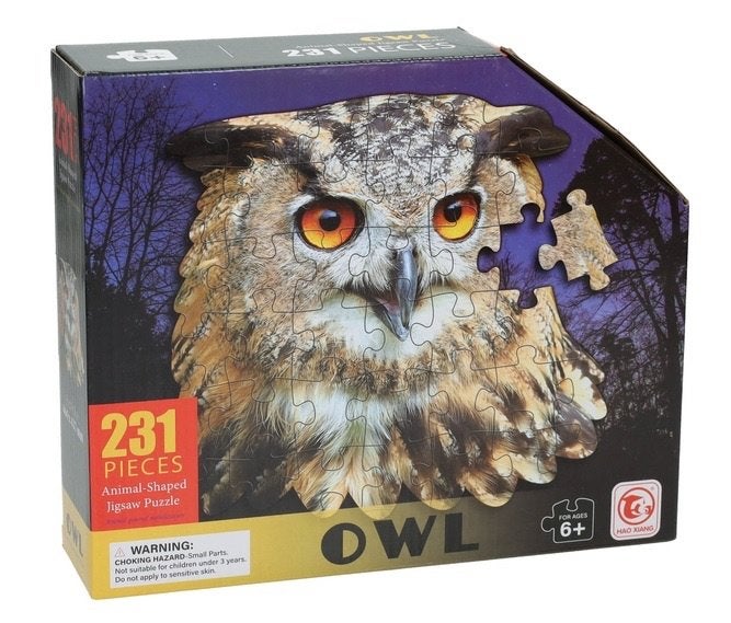 ZGAN puzzel 231 Owl Uil Animal Shaped 100% compleet!, Ophalen of Verzenden, Minder dan 500 stukjes, Zo goed als nieuw, Legpuzzel