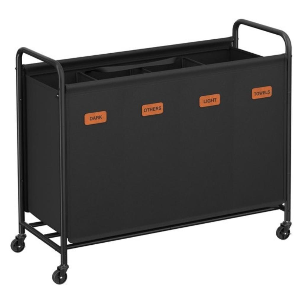 wasmand met wielen 4 vakken 200 L – inktzwart, SONGMICS HOME B.V., Compliance@songmicshome.com, Nieuw, Ophalen of Verzenden