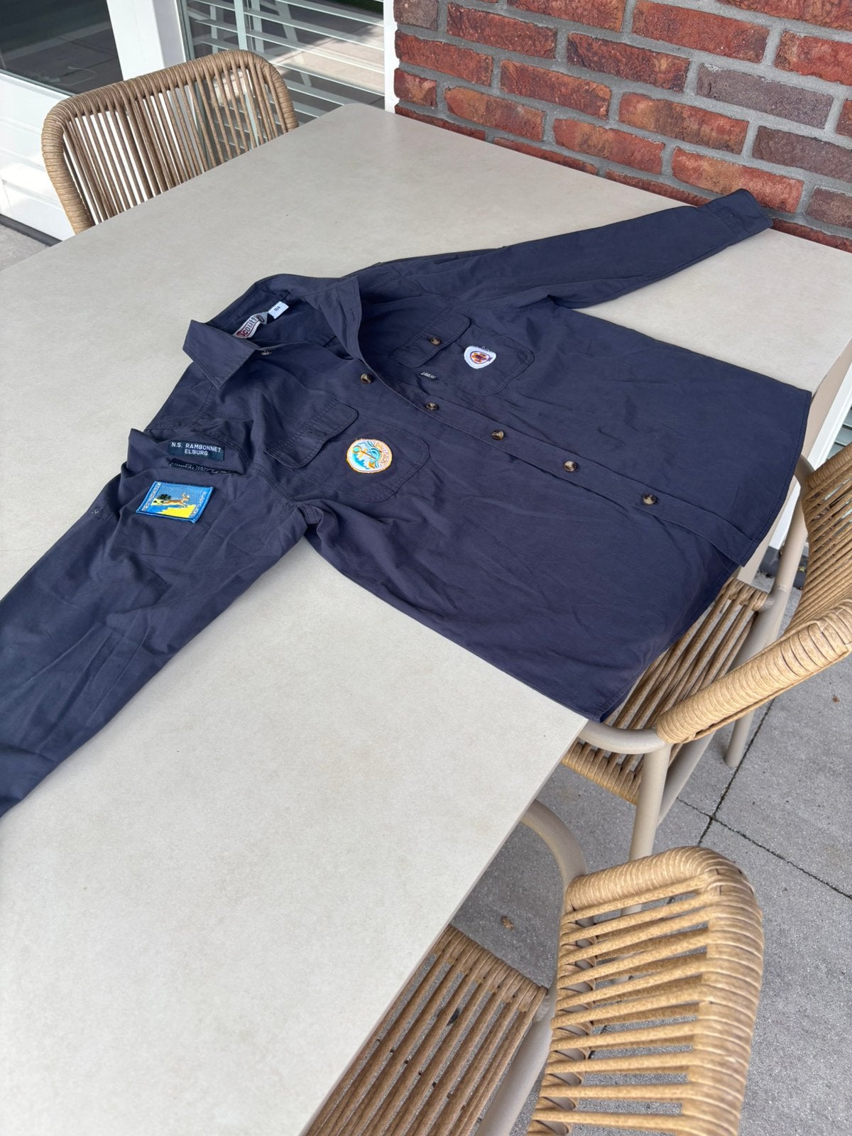 Scoutingblouse donkerblauw/grijs, Ophalen of Verzenden, Zo goed als nieuw, Kleding