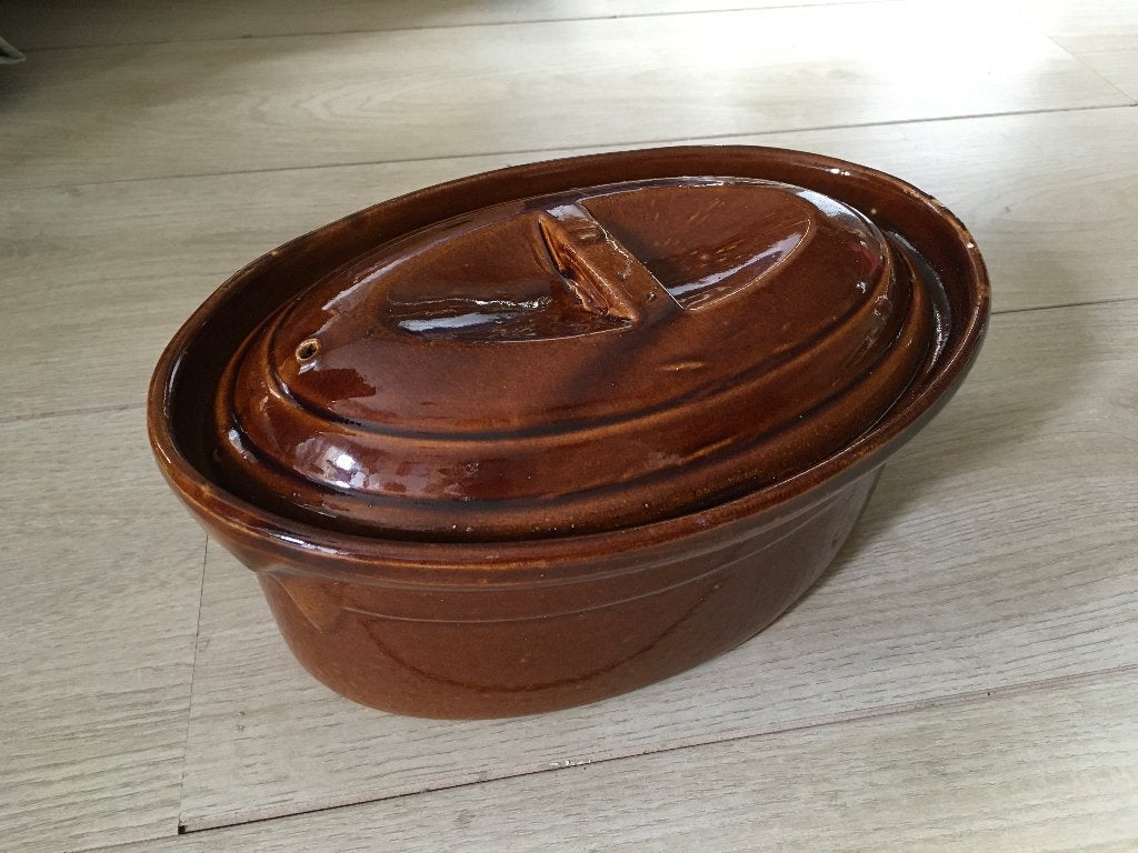 Aardewerken stoofpot, Ophalen of Verzenden, Zo goed als nieuw, Steen/keramiek, Pot, Bus of Blik
