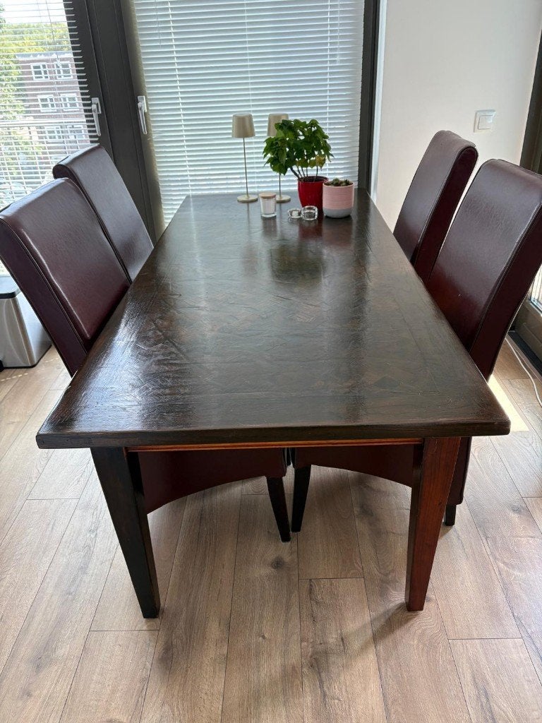 Eettafel 210x90, Ophalen, Gebruikt, 200 cm of meer, 50 tot 100 cm