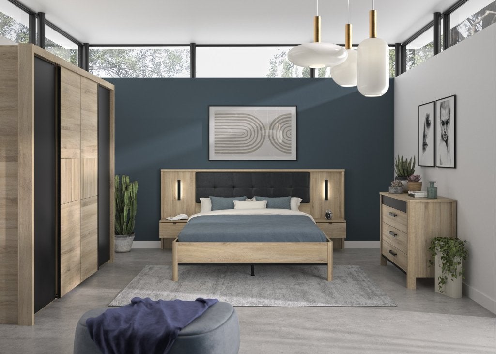 Maximin 2-persoonsbed met hoofdbord en nachtkastjes, Huis en Inrichting, Slaapkamer | Bedden