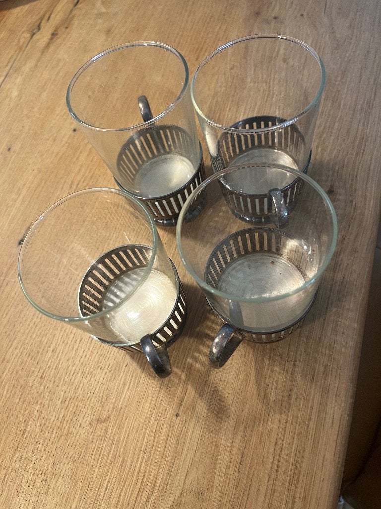 D&E theeglashouders , inclusief glas, Huis en Inrichting, Ophalen, Glas of Glazen, Gebruikt, Overige merken