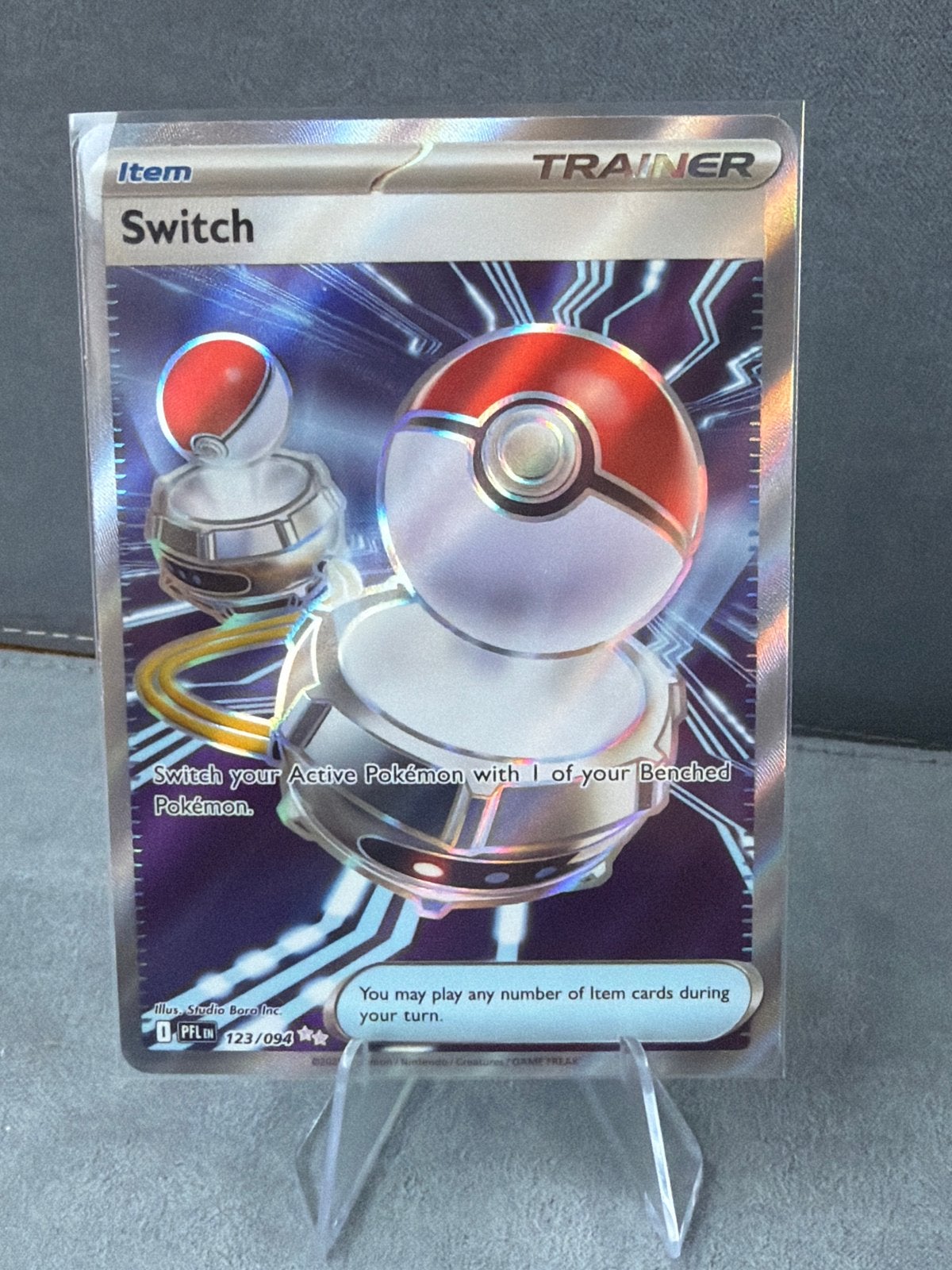 Pokémon TCG Switch Trainer Kaart 123/094 Foil, Ophalen of Verzenden, Zo goed als nieuw, Losse kaart, Foil