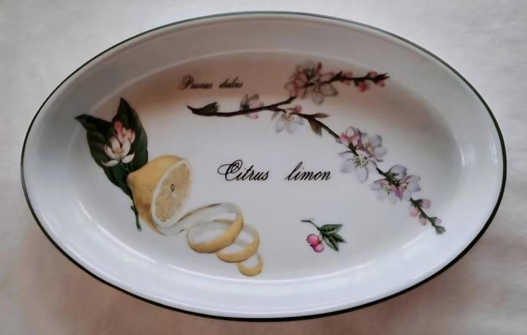 Aplico Frankrijk Elysian Garden ovale schaal citroen bloemen, Ophalen of Verzenden