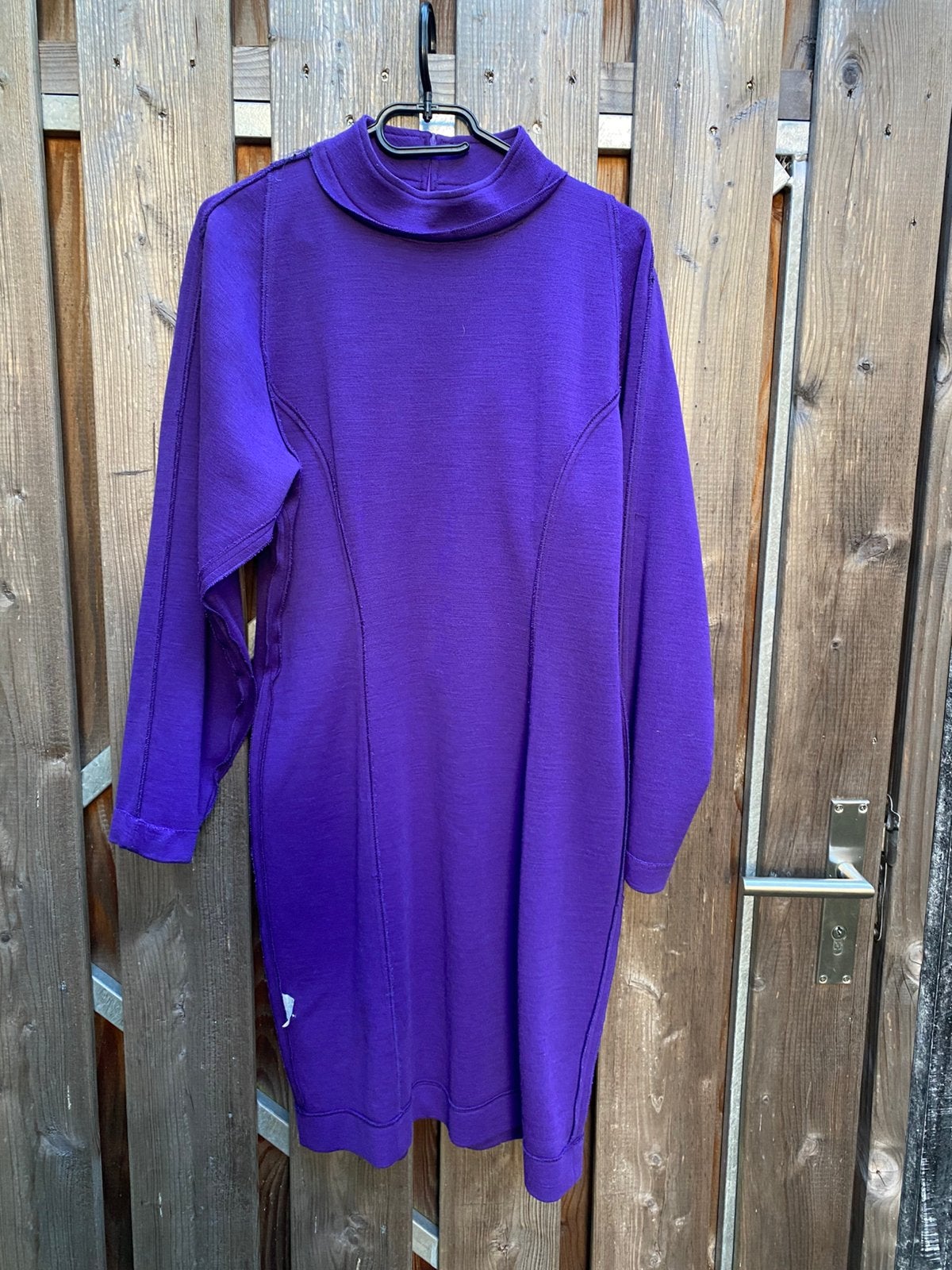 Vintage paarse wolmix jurk van Sheila de Vries, 1980, Kleding | Dames, Maat 38/40 (M), Paars, Ophalen of Verzenden, Zo goed als nieuw
