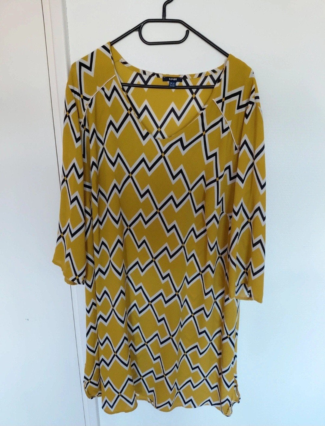 Kiabi jurk maat 46/48 (XL) geel met geometrisch patroon, Geel, Maat 46/48 (XL) of groter, Ophalen of Verzenden, Kiabi