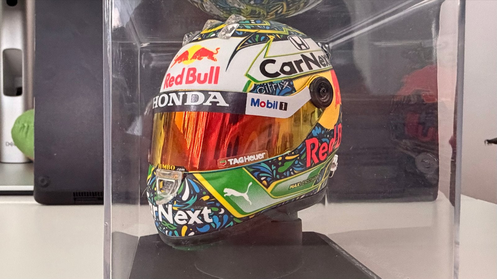 Max Verstappen Braziliaanse GP 2021 Schaalhelm 1:4, Ophalen of Verzenden, Nieuw, Overige typen