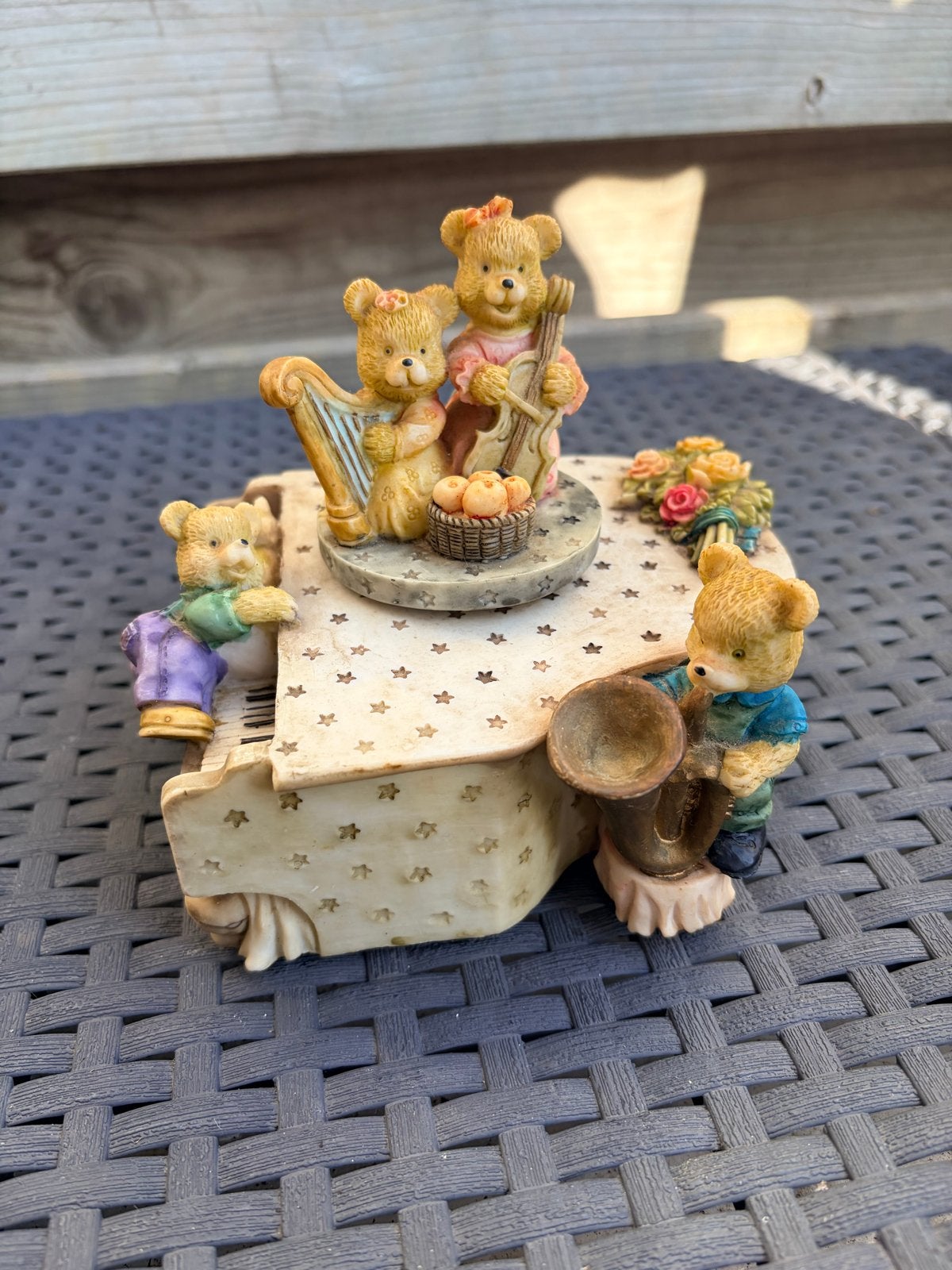 Vintage Muziekdoos Piano met Teddyberen en Instrumenten, Ophalen, Gebruikt