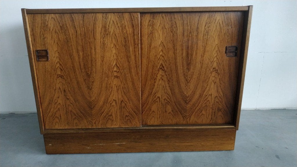 (opknapper) Vintage Deens palissander wandkast/sideboard, Gebruikt, Deens, 150 tot 200 cm, Ophalen of Verzenden