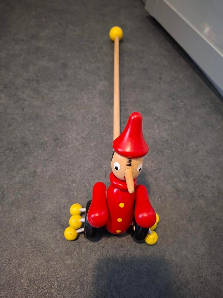 Houten Pinokkio Duwstok Speelgoed, Ophalen of Verzenden, Zo goed als nieuw, Jongen of Meisje