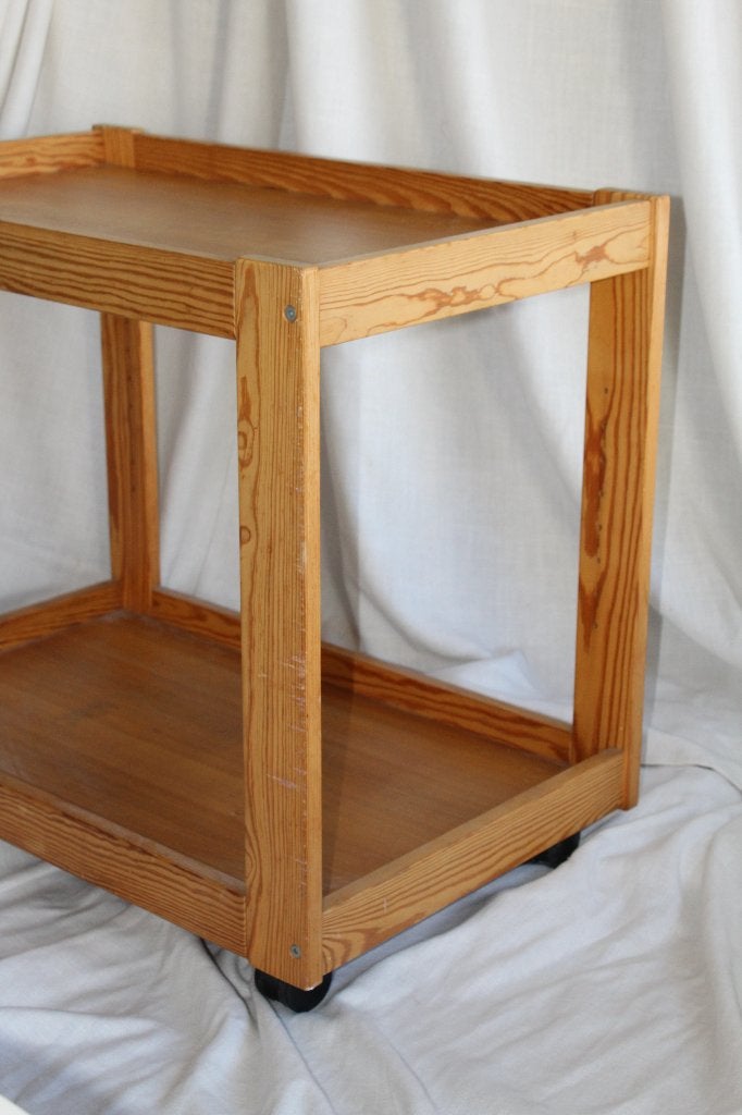 Trolley Grenenhout Vintage Scandinavisch, Gebruikt, 50 tot 100 cm, Grenenhout, Ophalen of Verzenden