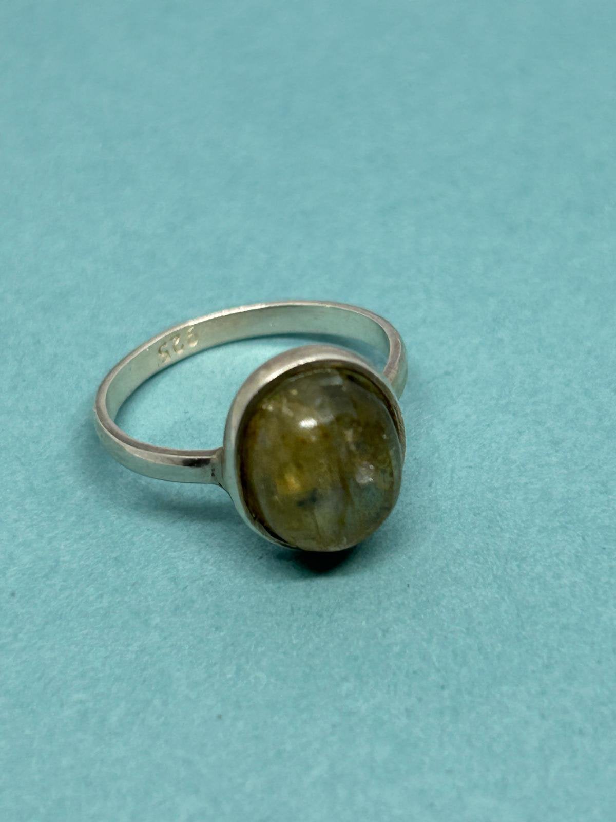 Ring zilver met edelsteen kleine maat 15,5mm, Ophalen of Verzenden, Met edelsteen, Dame, Zilver