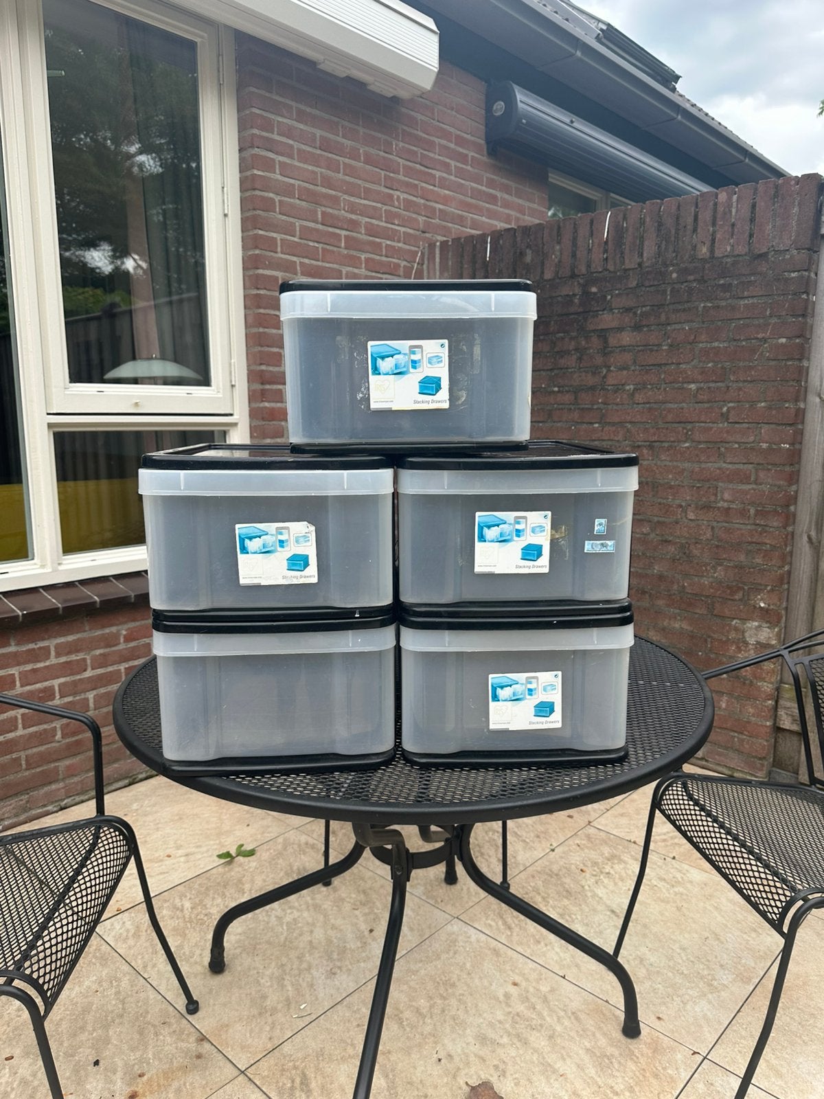 5 stapelbare opberg dozen, Ophalen, Bak of Kist, Minder dan 50 cm, Zo goed als nieuw