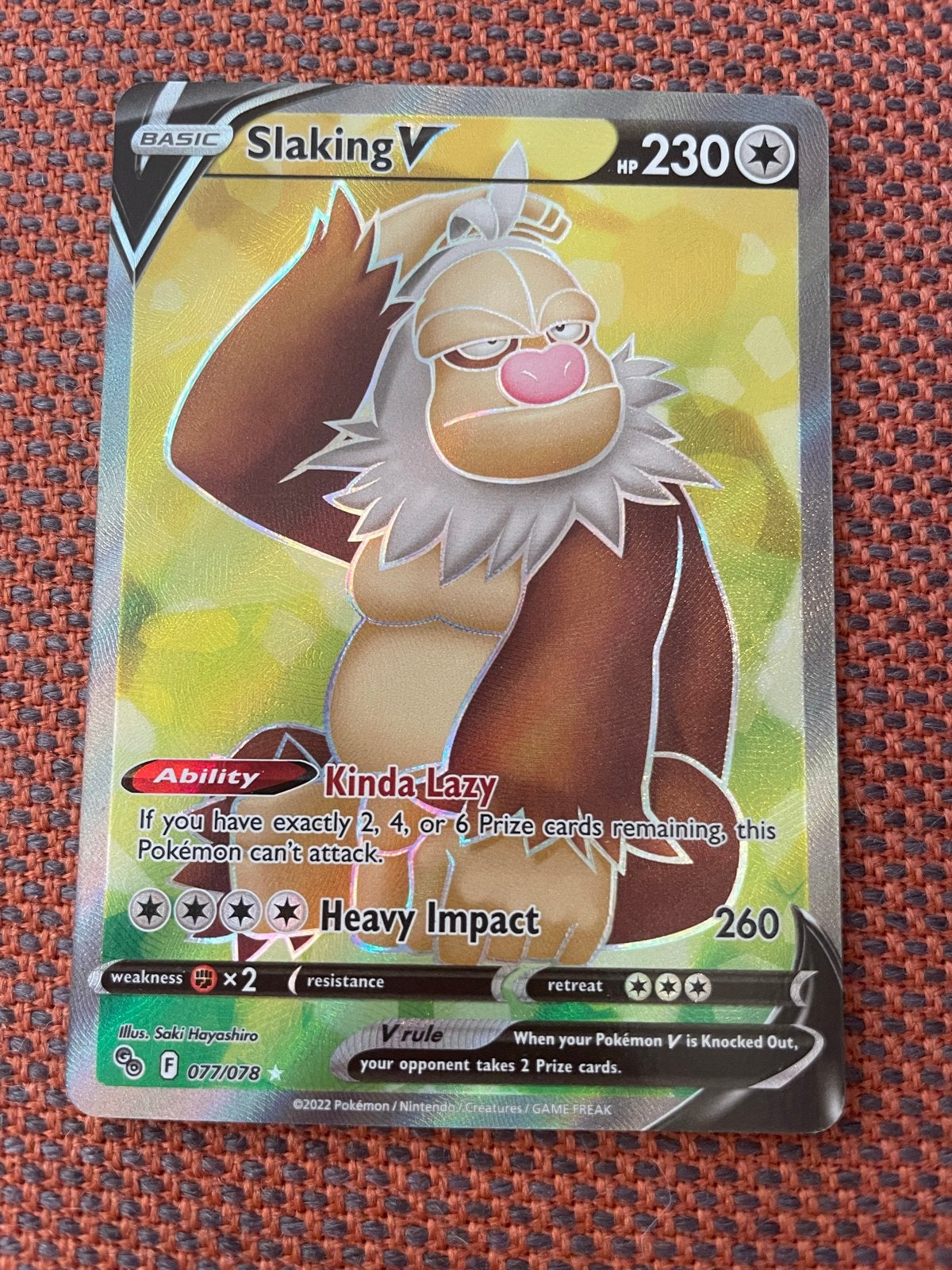 Slaking V Pokémon Kaart (077/078) - Zo goed als nieuw, Verzenden, Zo goed als nieuw, Losse kaart