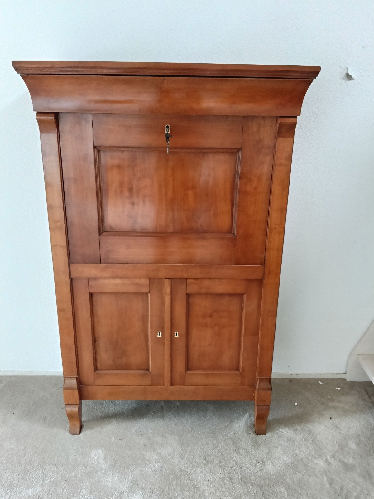 Antiek Biedermeier Secretaire Bureau Kast Kersen Hout, Ophalen