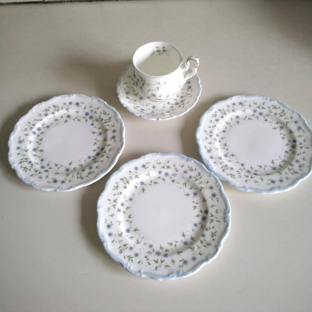 Royal albert caroline; suikerpot, taartbordjes  enz, Huis en Inrichting, Keuken | Servies, Ophalen of Verzenden, Zo goed als nieuw