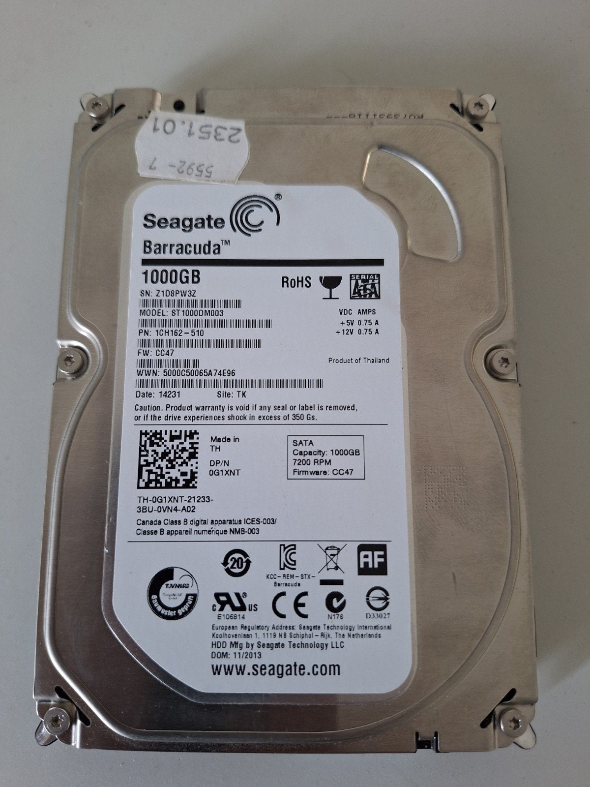 1000 GB / 1 TB SATA harde schijf Seagate, Ophalen of Verzenden, Zo goed als nieuw, Desktop