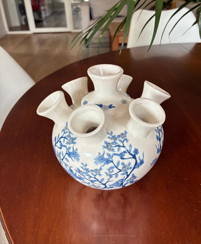 Vintage Heinen Delftsblauwe tulpenvaas, Antiek en Kunst, Ophalen of Verzenden