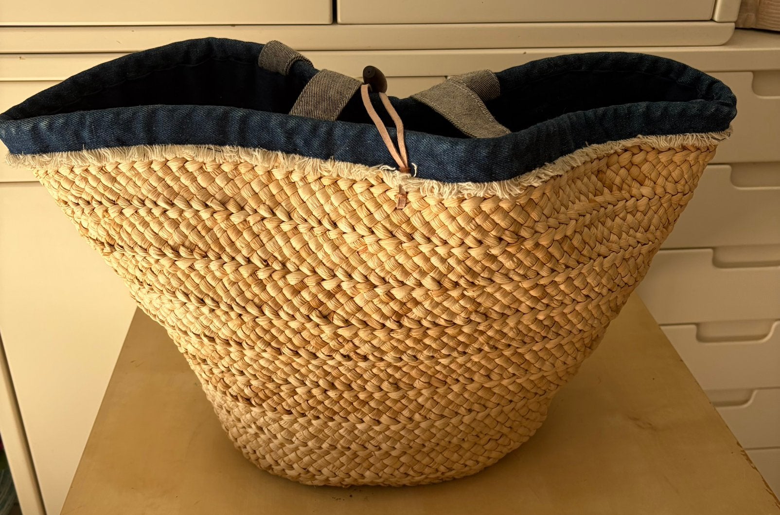 Rieten shopper/strandtas, Ophalen, Gebruikt, Shopper