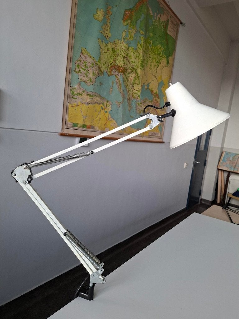 Vintage witte Opti architectenlamp industrieel design Zweeds, Ophalen of Verzenden