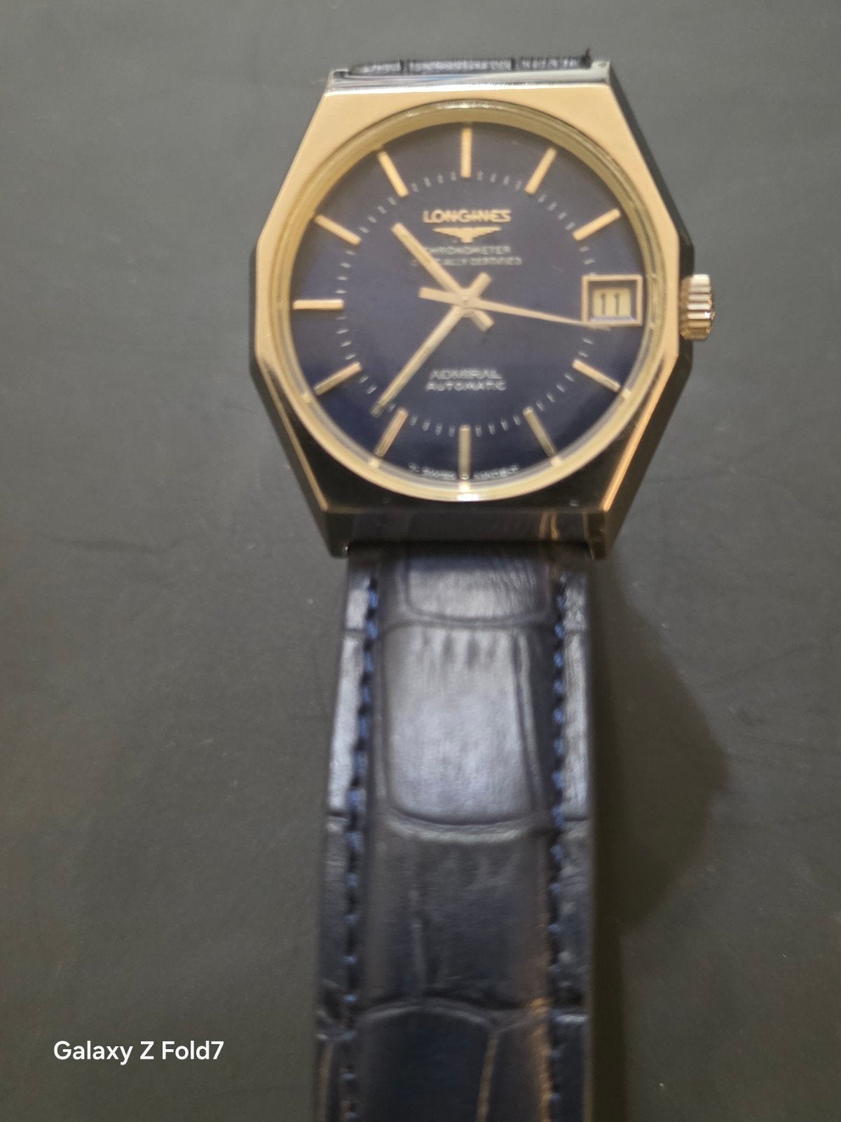 Longines Admiral Automatic Horloge - Zo goed als nieuw, Leer, Staal, Polshorloge, Ophalen of Verzenden