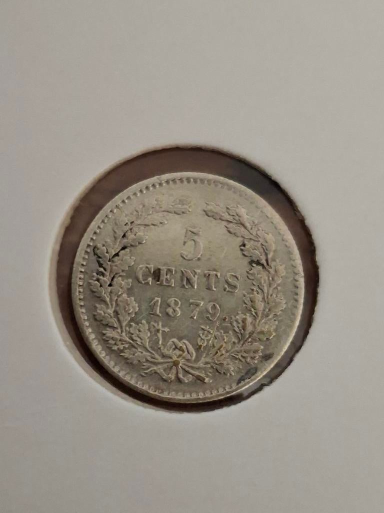 Nederland 5 cent 1879 Zilver Koning Willem III, Koning Willem III, Zilver, Ophalen of Verzenden, Losse munt