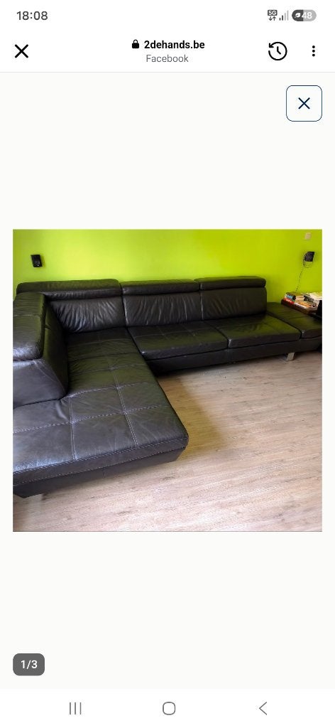 Leren zetel, Huis en Inrichting, Fauteuils, Ophalen, Zo goed als nieuw, Leer, 125 cm of meer