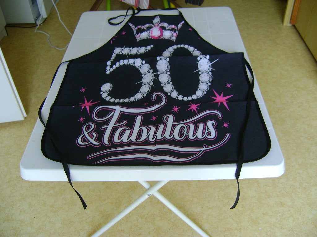 50jaar verjaardag schort met diamanten kroon roze en sterren, Ophalen of Verzenden, Nieuw, Feestartikel, Verjaardag