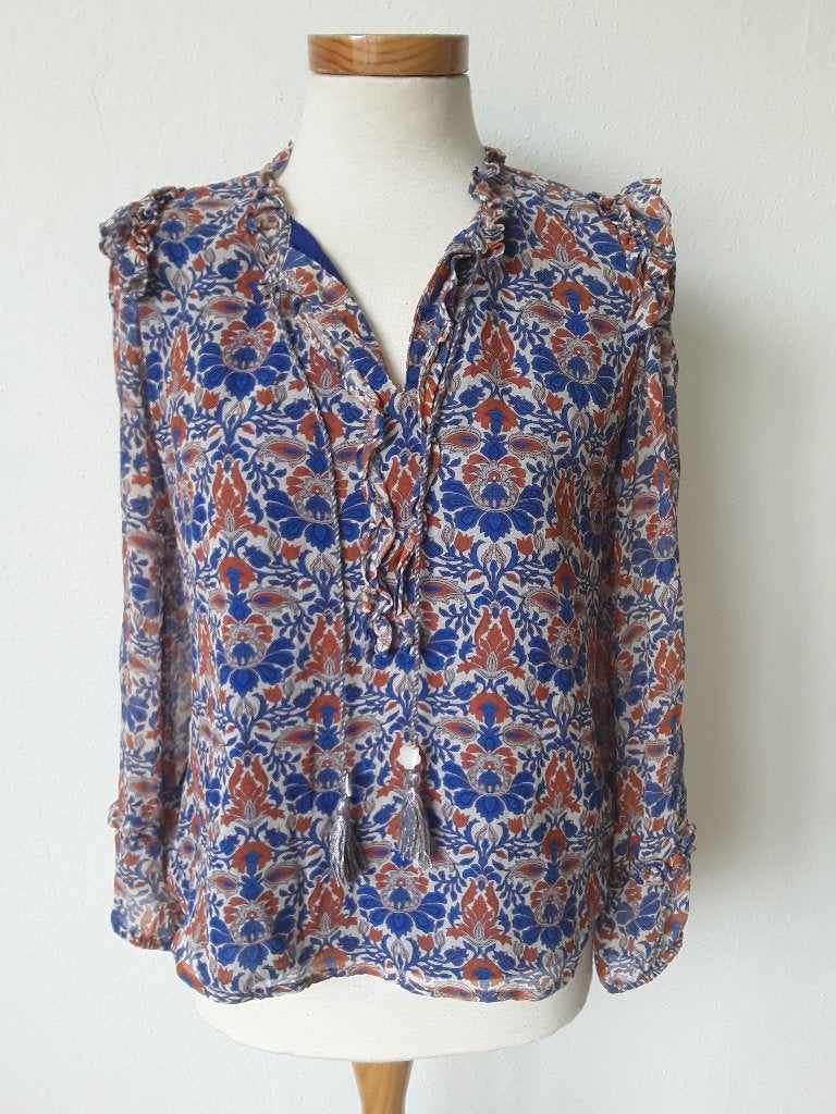 Blauwe voile blouse van Moliin mt XS, Zo goed als nieuw, Maat 34 (XS) of kleiner, Verzenden, Moliin