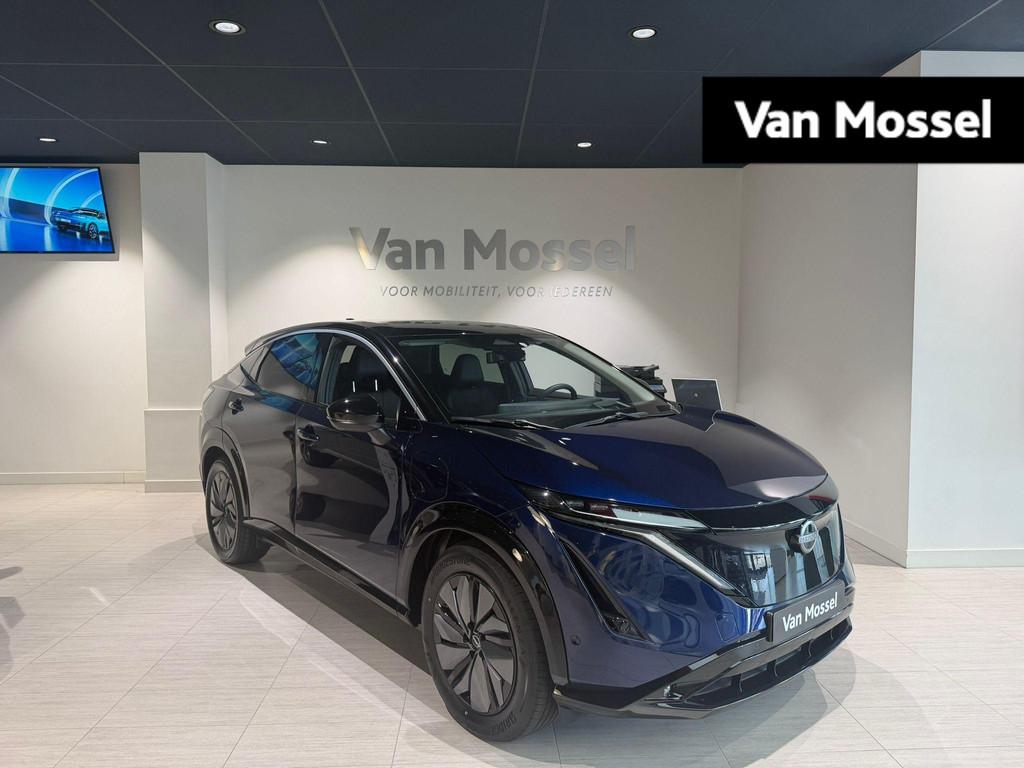 Nissan Ariya Evolve 87 kWh | Rijklaarprijs! | Schuif-/Kantel, Auto's, Nissan, Blauw, Leder en Stof, 536 km, 1944 kg