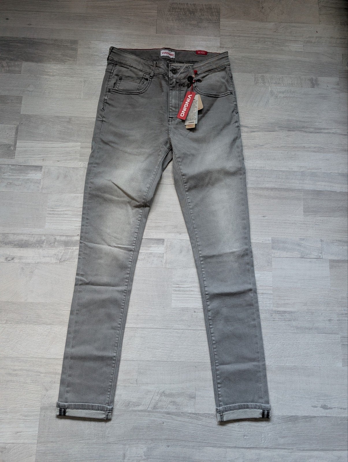 Nieuwe Vingino Aron Skinny Jeans - Lichtgrijs - Maat 176, Broek, Nieuw, Ophalen of Verzenden, Vingino