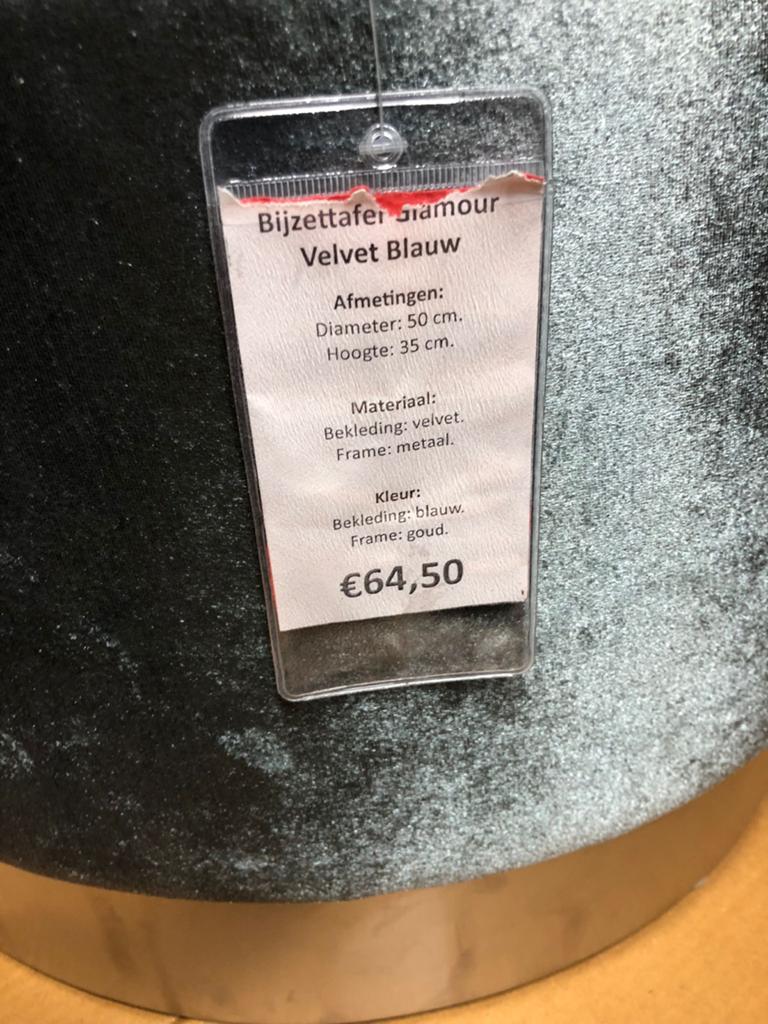 Velvet Salontafel/Poef met Zilverkleurige Rand, Huis en Inrichting, Tafels | Bijzettafels, Ophalen, Minder dan 55 cm, Rond, Nieuw