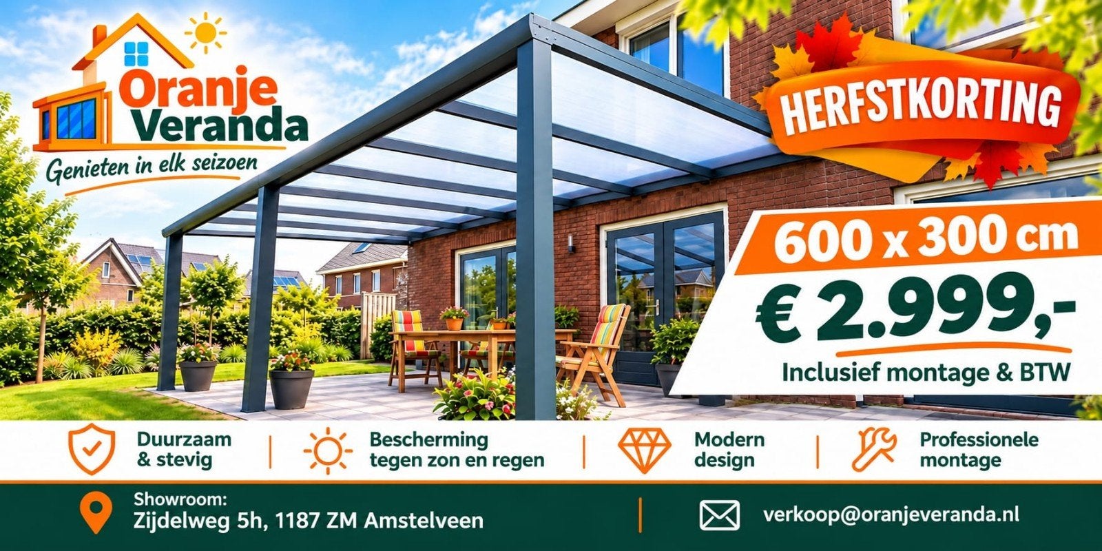 VERANDA OP MAAT & GLAZEN SCHUIFWANDEN, Verzenden, Nieuw, Veranda