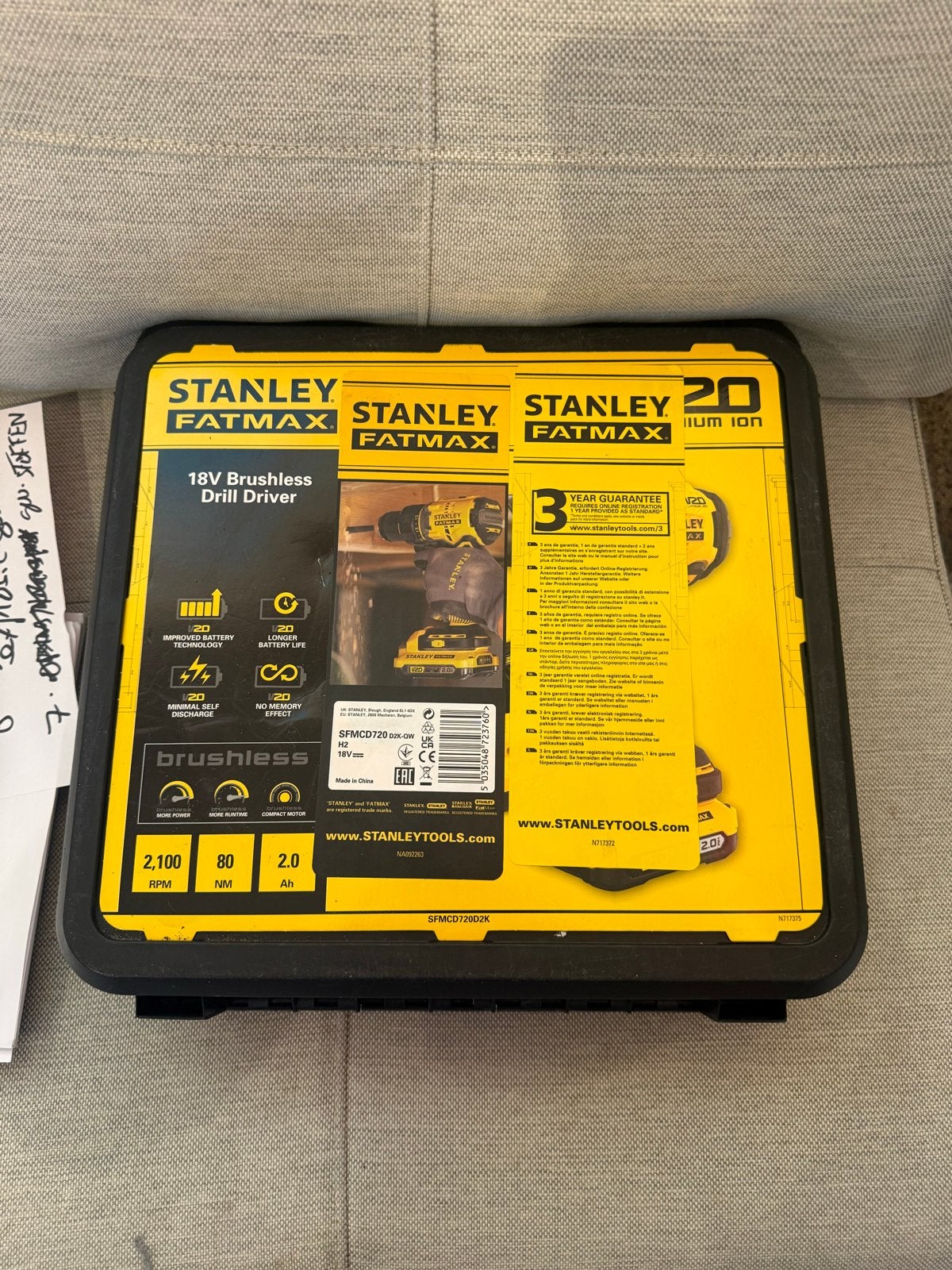 Stanley Fatmax 18V Brushless Boor-/Schroefmachine, 600 watt of meer, Variabele snelheid, Ophalen of Verzenden, Zo goed als nieuw