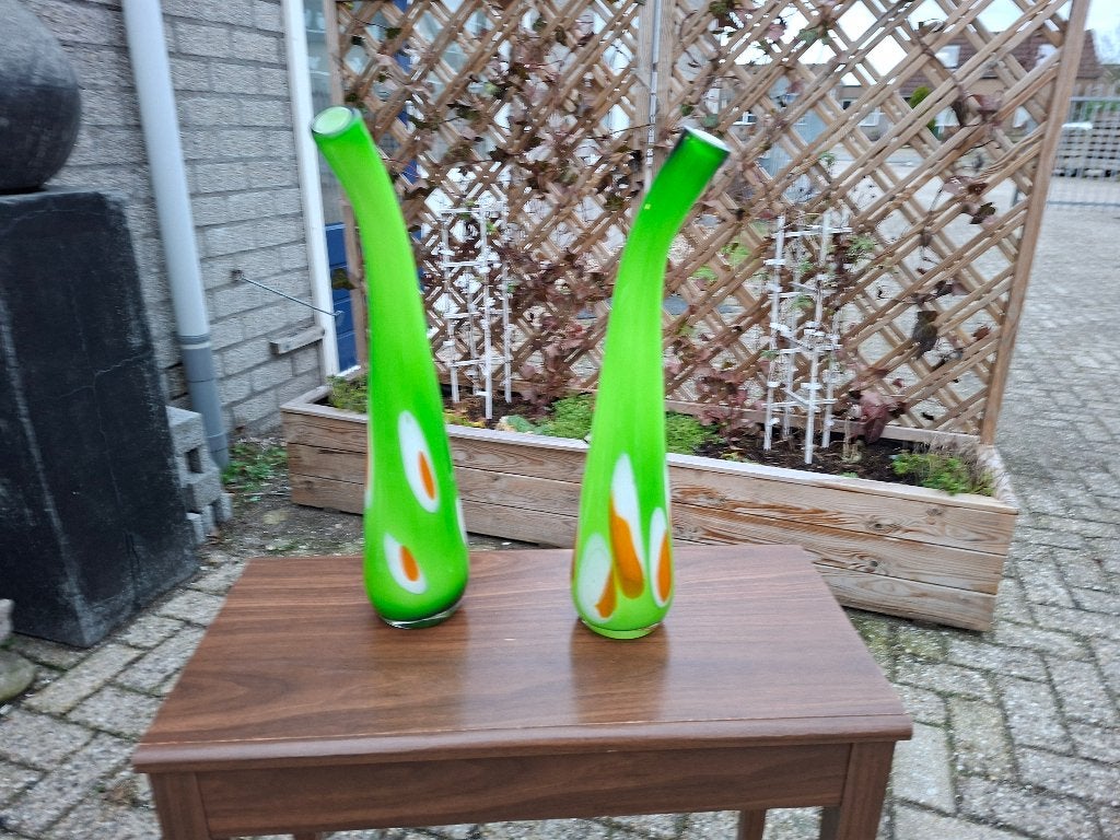schitterende oude vintage set vazen hand gemaakt, Ophalen of Verzenden